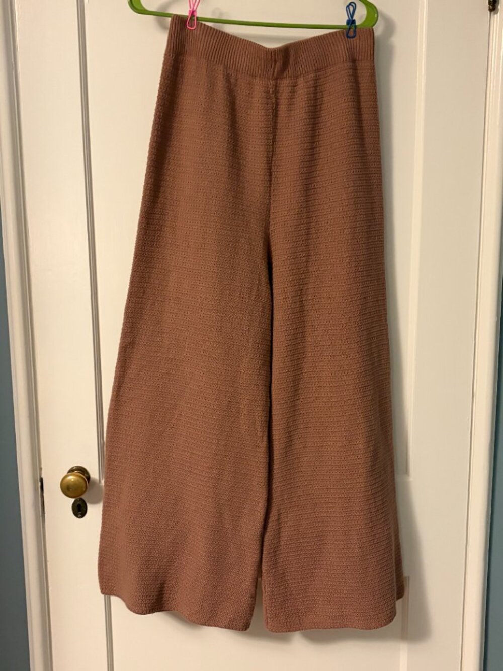 Sincerely Jules Wide Leg Knit Pants in Mauve Brown